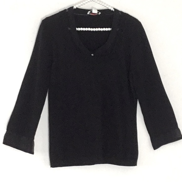 Talbots Petite Black Sweater with Silk Trim. Evening, Casual, Year Round Wear. - Picture 1 of 7